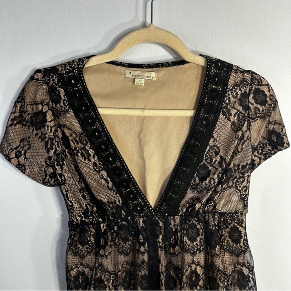 twentyone Romantic Goth Whimsicore Witchy Black Lace Tie Empire Waist Sz S - Picture 7 of 12